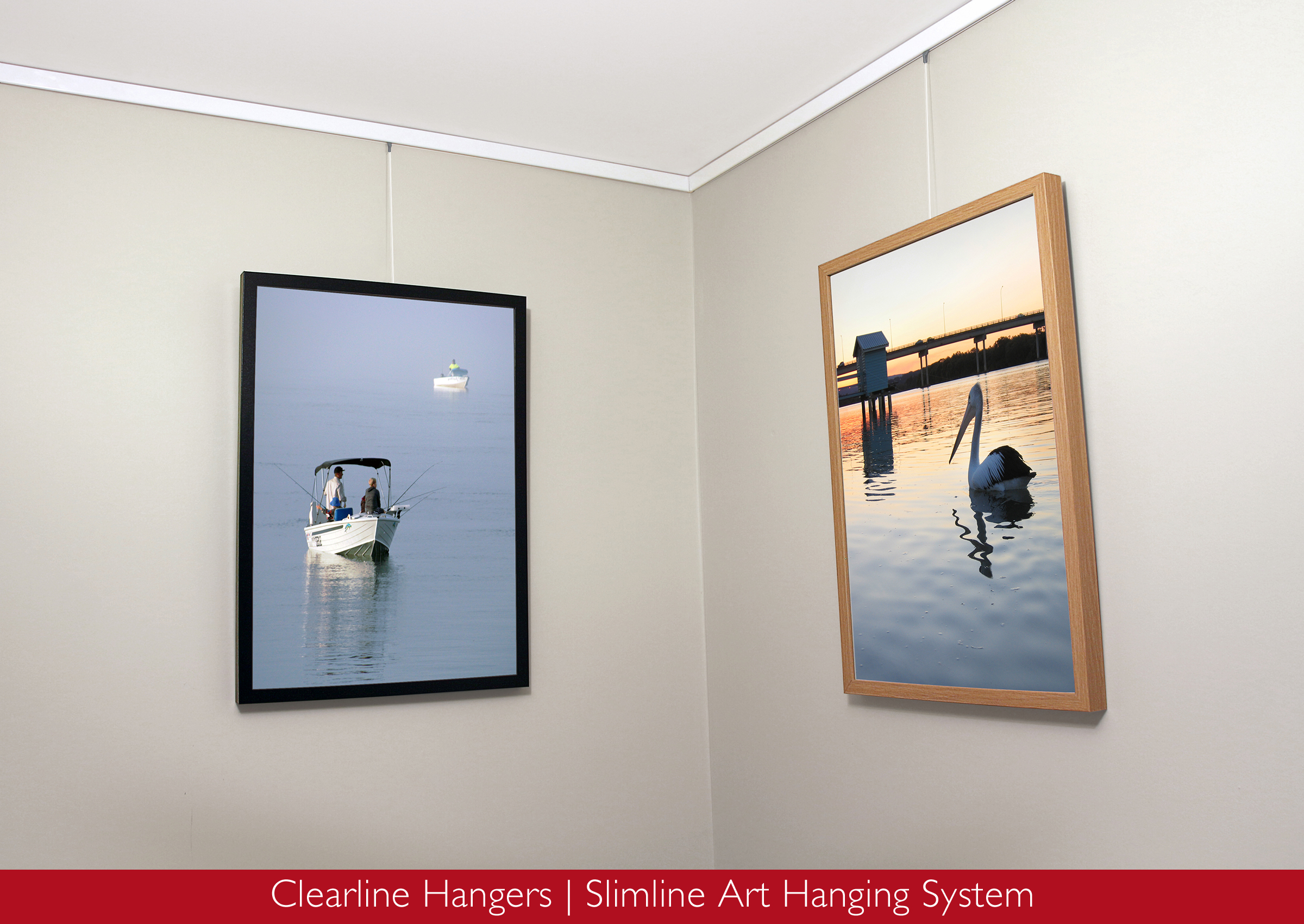Slimline art hanging systems